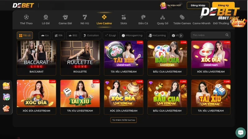 Thế giới Live Casino Debet cực cháy